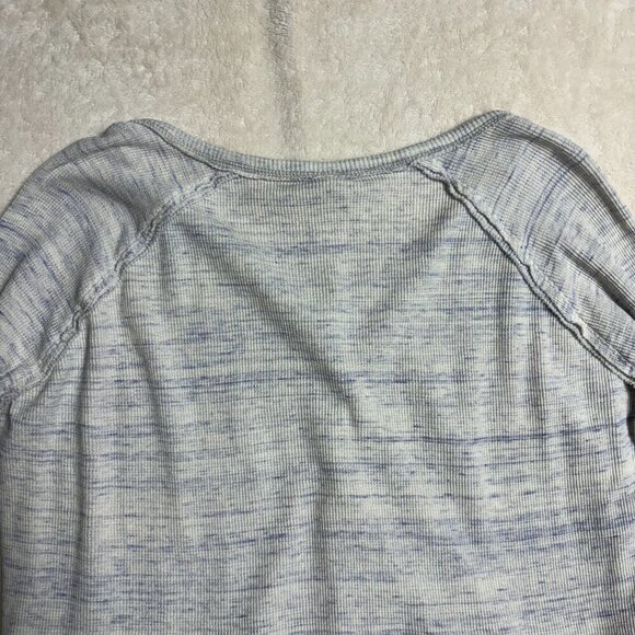 We The Free People Womens Coastline Thermal Henley Small Waffle Peplum Top Blue - Picture 11 of 15